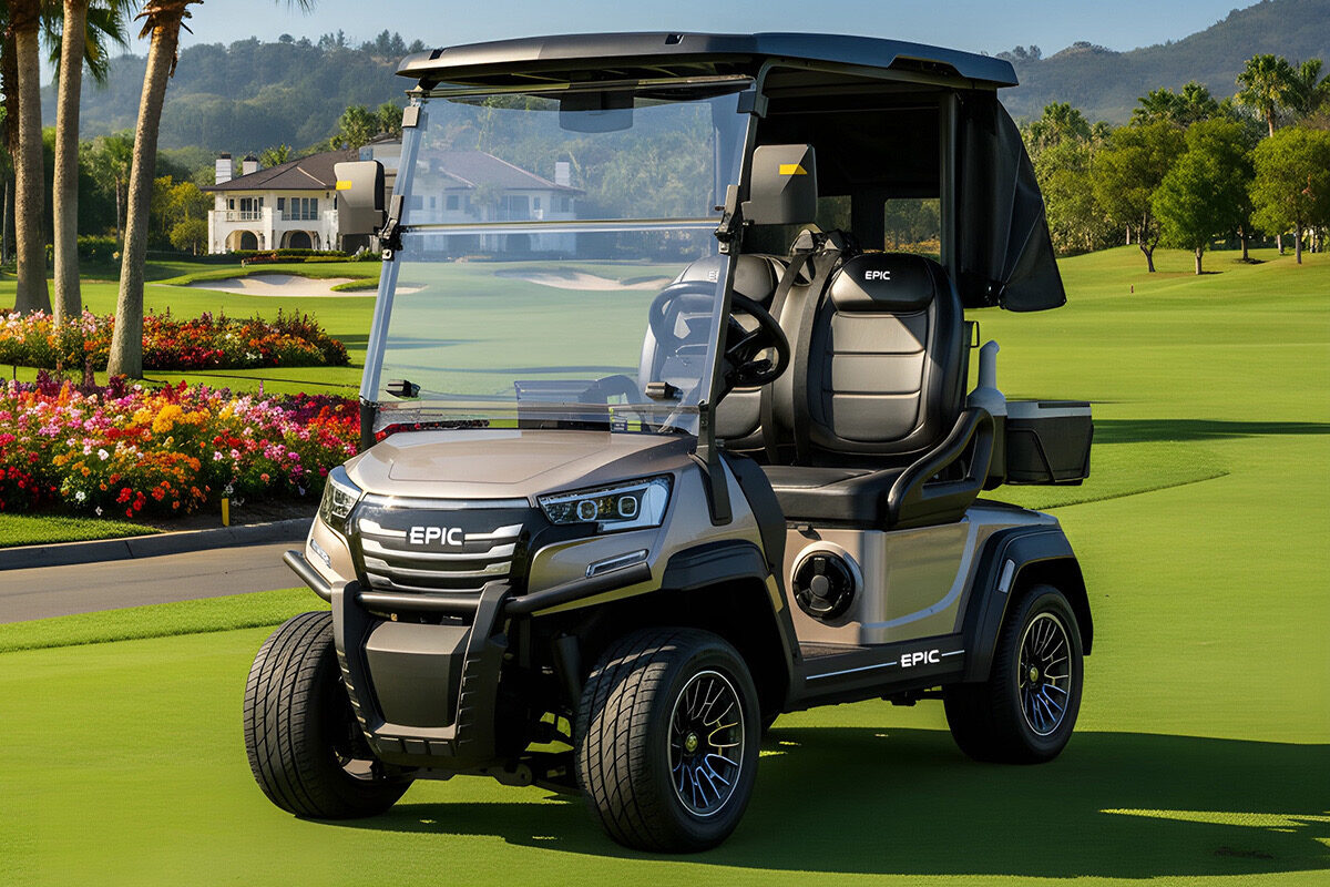 EPIC E20FX four-passenger LSV golf cart.