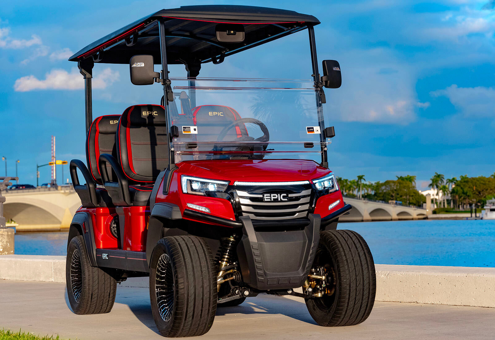 EPIC E40FX four-passenger LSV golf cart.