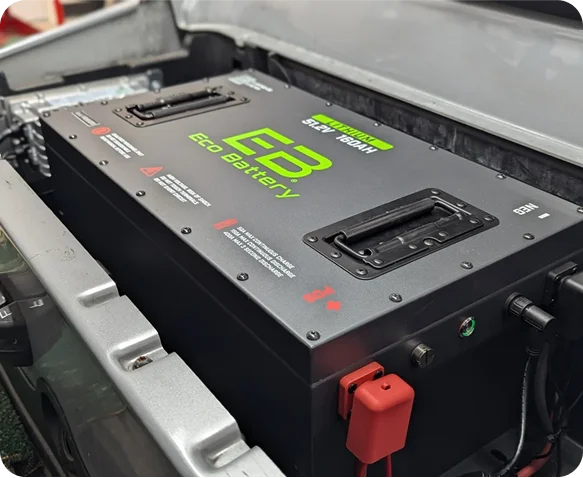 Lithium battery pack installed in a golf cart.